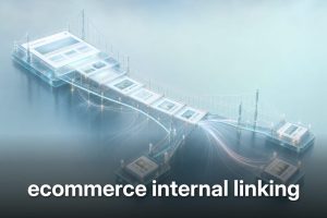 Semi-transparent glass suspension bridge of webpage panels illustrating ecommerce internal linking strategy
