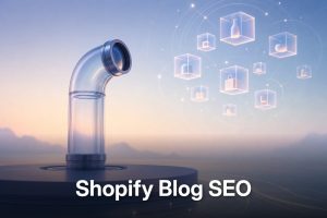 Sleek semi-transparent glass periscope on matte platform signalling Shopify blog SEO discovery of hidden organic sales